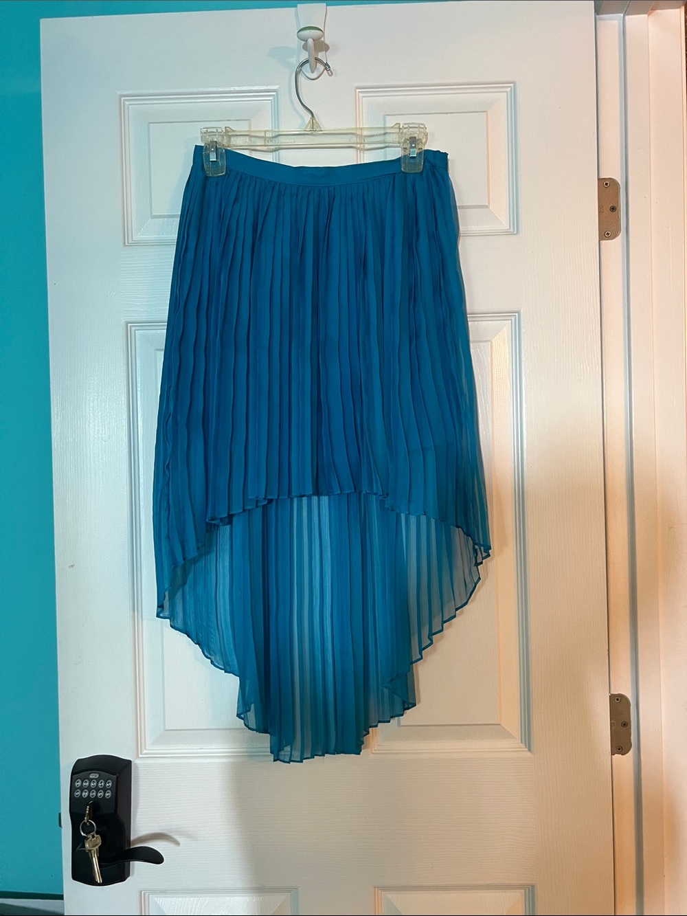 Forever 21 Teal Blue Pleated High-Low Skirt